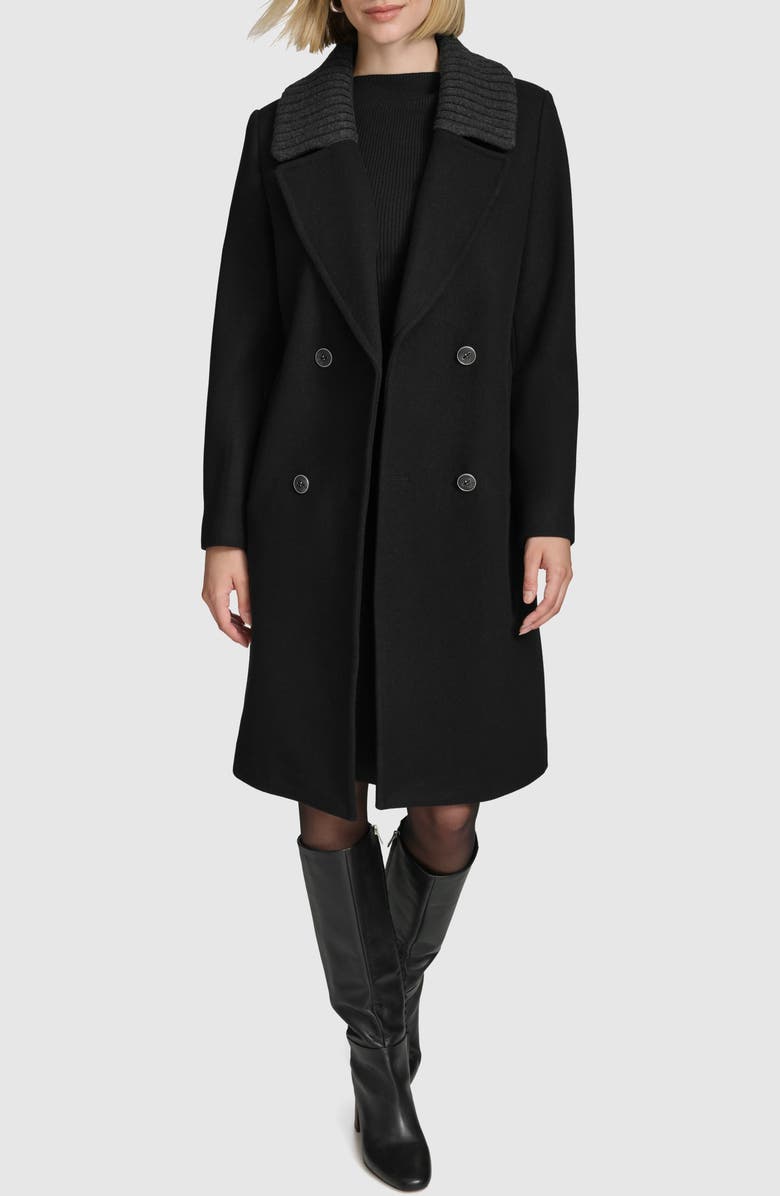 Andrew Marc Sloane Wool Blend Walker Coat, Main, color, Black
