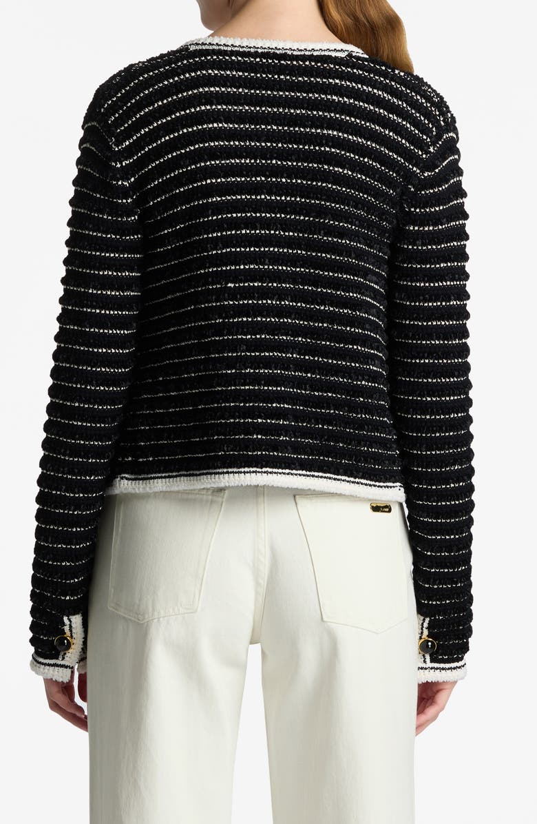 St. John Collection Stripe Eyelash Chenille Sweater Jacket, Alternate, color, 
