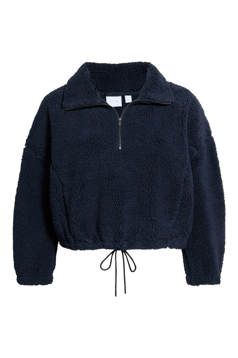 Faux Shearling Half Zip Pullover, Alternate, color, NAVY SAPPHIRE