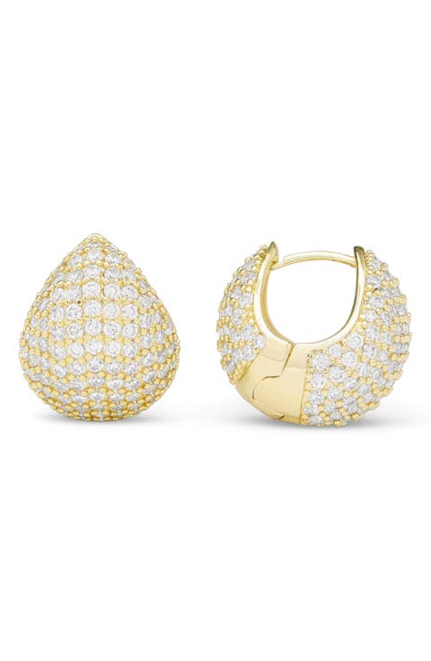 Norah Pavé Teardrop Huggie Hoop Earrings