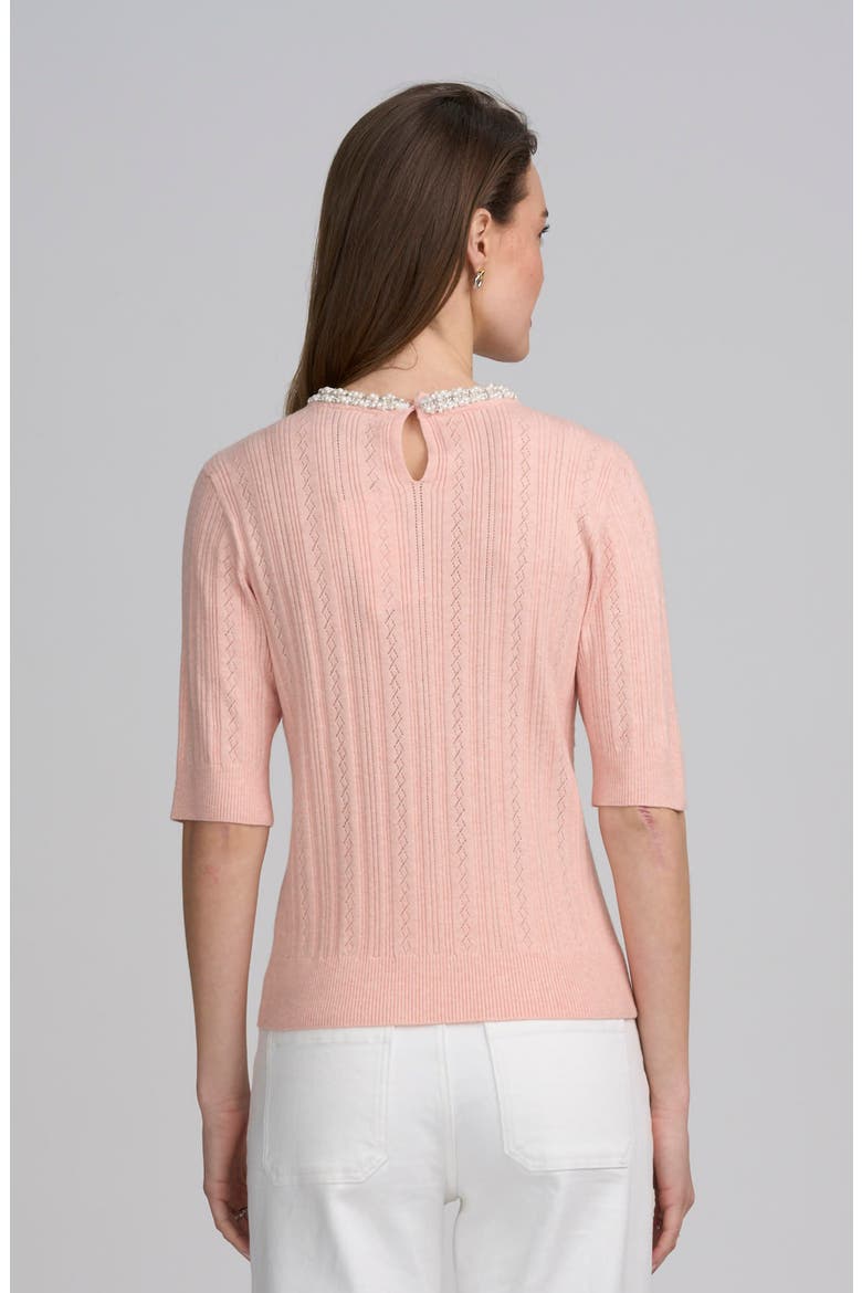 Fine Gauge Embellished Neck Top, Alternate, color, PALE PINK