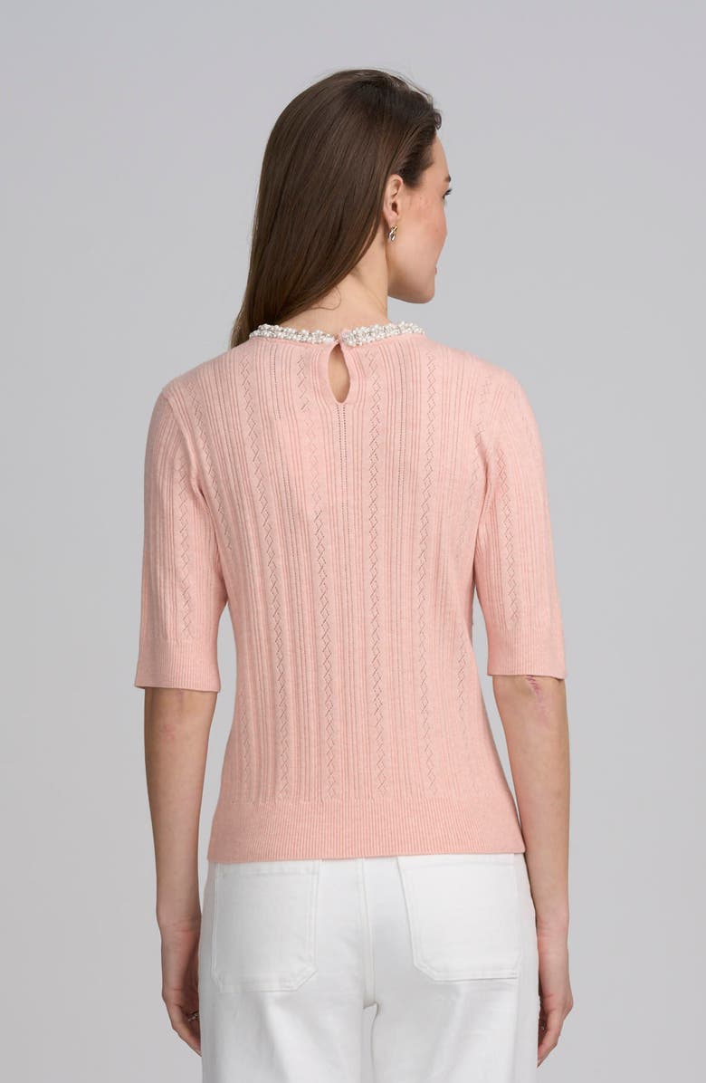 ELLE Collection Fine Gauge Embellished Neck Top, Alternate, color, Pale Pink