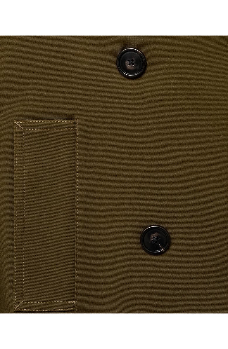 MANGO Oversize Crop Cotton Trench Coat, Alternate, color, Khaki Green