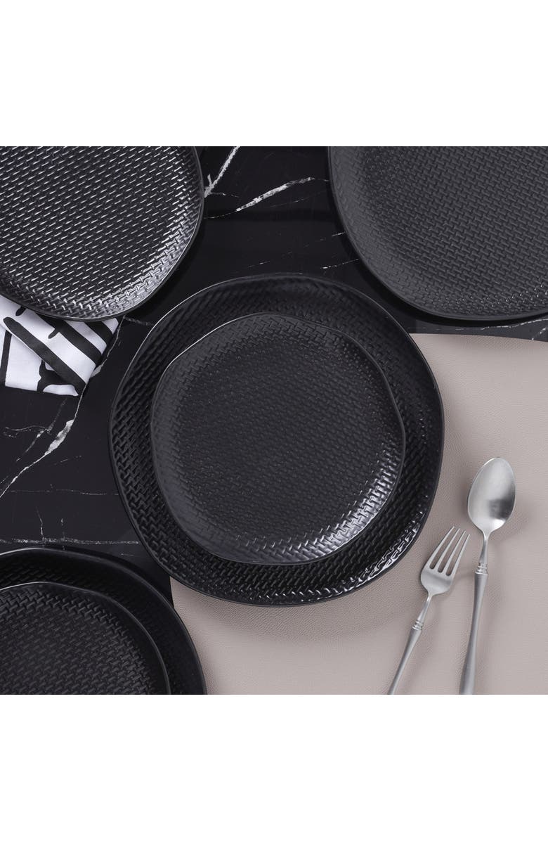 Stone Lain Abigael Stoneware 4-Piece Dinner Plate Set, Alternate, color, Black