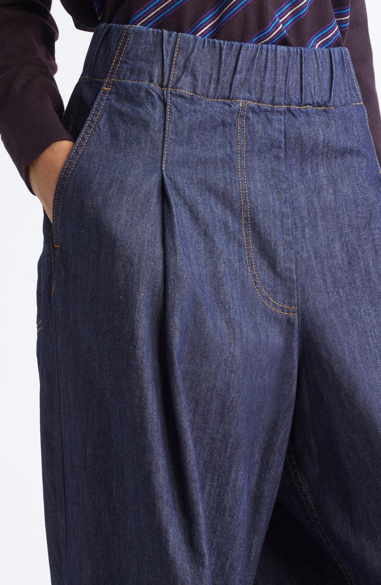 Dries Van Noten Pila Pleated Wide Leg Denim Pants, Alternate, color, Indigo