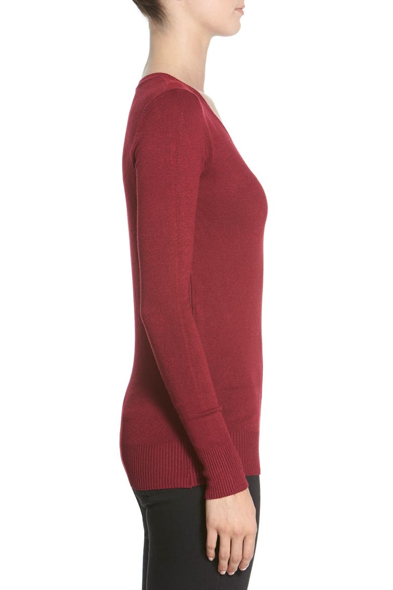 V-Neck Sweater, Alternate, color, WINE