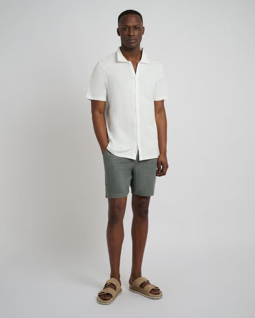 Onia Crochet Button Front Short Sleeve Sweater In White