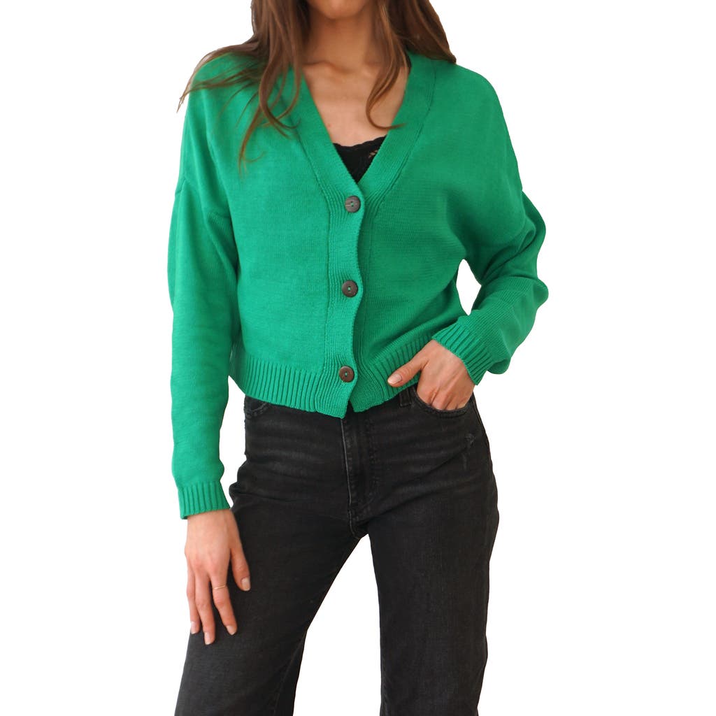 Paneros Clothing Diana Cropped Cardigan In Emerald Green