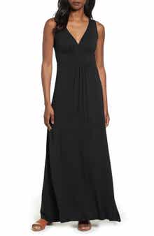 Loveappella V-Neck Jersey Maxi Dress