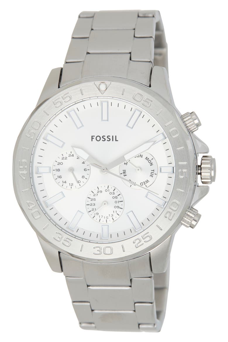 Bannon Multifunction Stainless Steel Watch, Main, color, SILVER