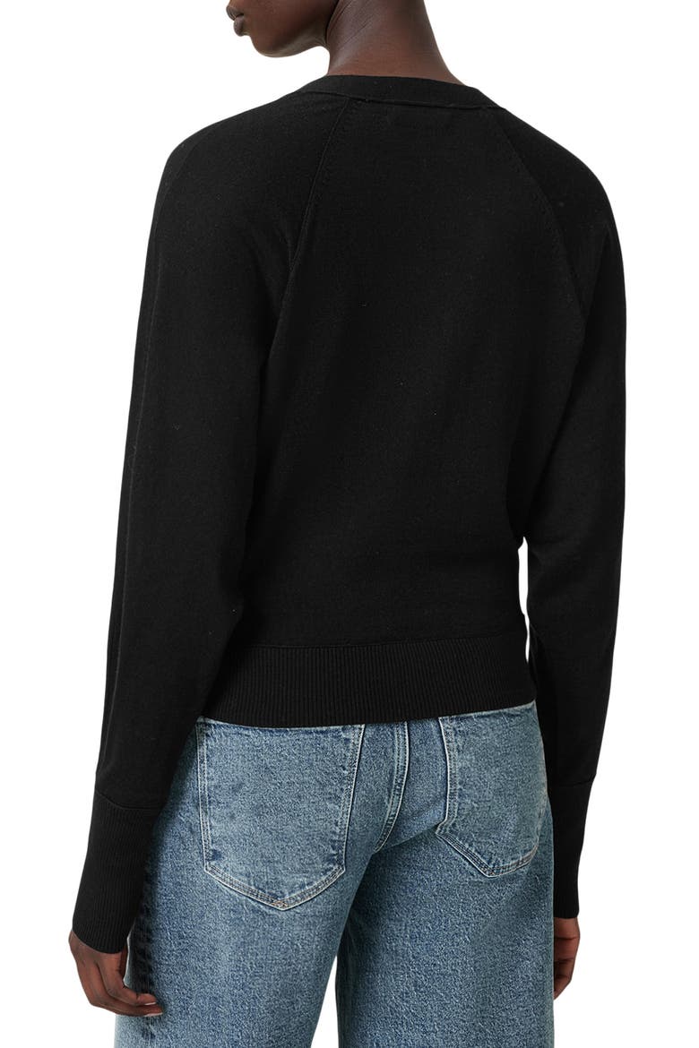 Honor V Merino Wool Cardigan, Alternate, color, BLACK