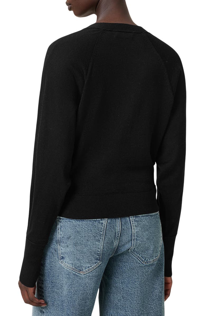 AllSaints Honor V Merino Wool Cardigan, Alternate, color, Black