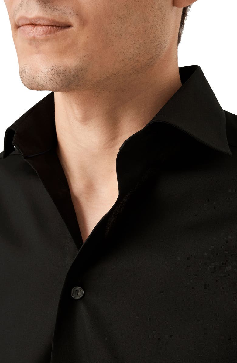 Eton Slim Fit Cotton Twill Dress Shirt, Alternate, color, Black