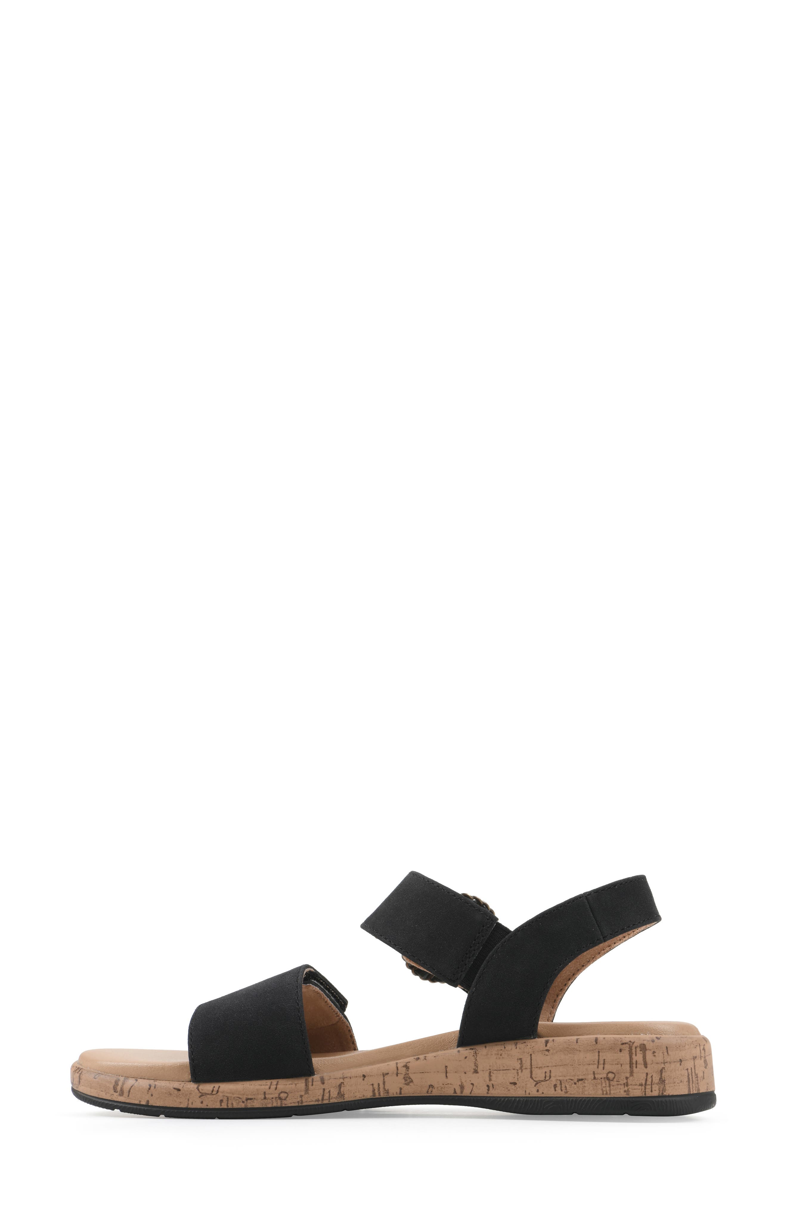 CLIFFS BY WHITE MOUNTAIN Bonique Corck Wedge Sandal, Alternate, color, Black/ Sueded/ Smooth