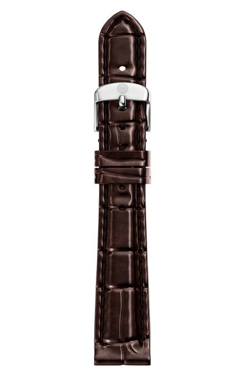 CHOC BRWN CROC LTHR STRAP 14MM