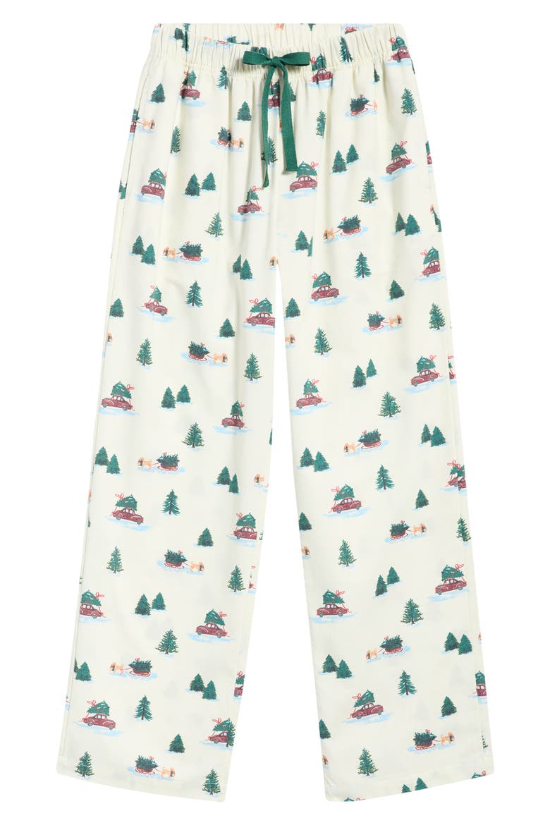Flannel Pajama Pants, Alternate, color, IVORY TREE HUNT