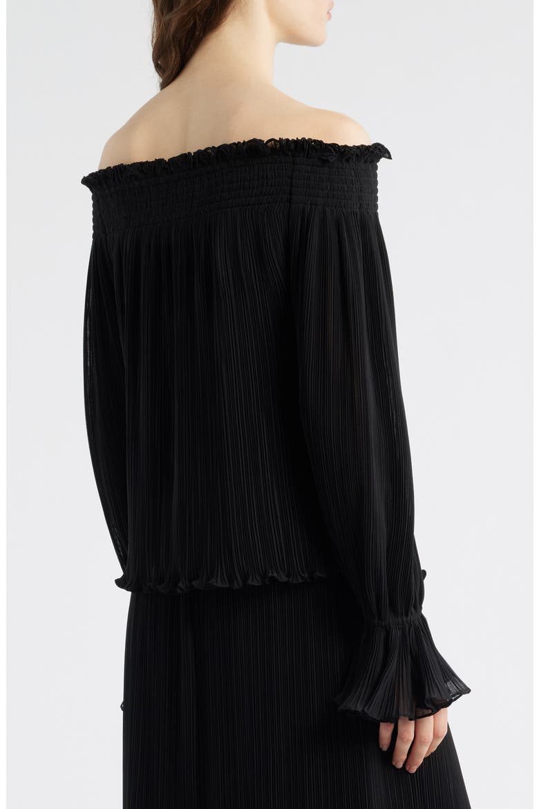 Elizabeth Plissé Off the Shoulder Top, Alternate, color, BLACK