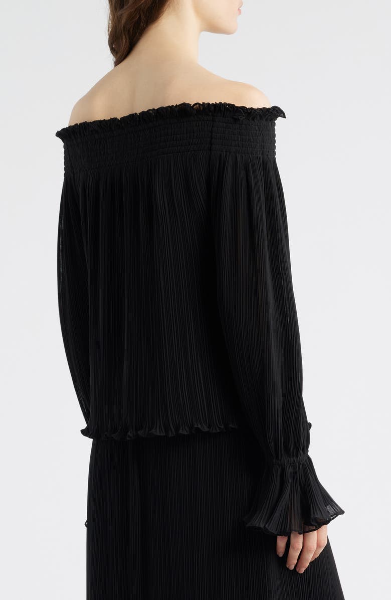 KOBI HALPERIN Elizabeth Plissé Off the Shoulder Top, Alternate, color, Black