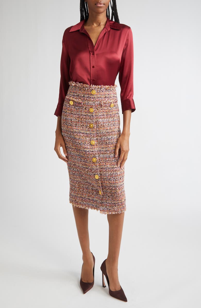 L'AGENCE Dani Silk Charmeuse Blouse, Alternate, color, Black Cherry