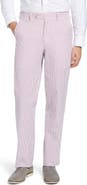 Berle Flat Front Stripe Cotton Seersucker Pants