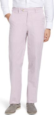 Berle Flat Front Stripe Cotton Seersucker Pants