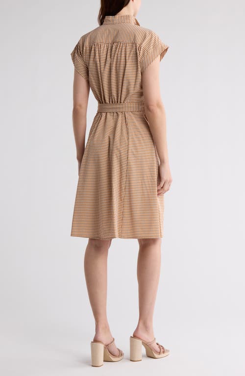 Calvin Klein Comm Check Shirtdress In Luggage.wht