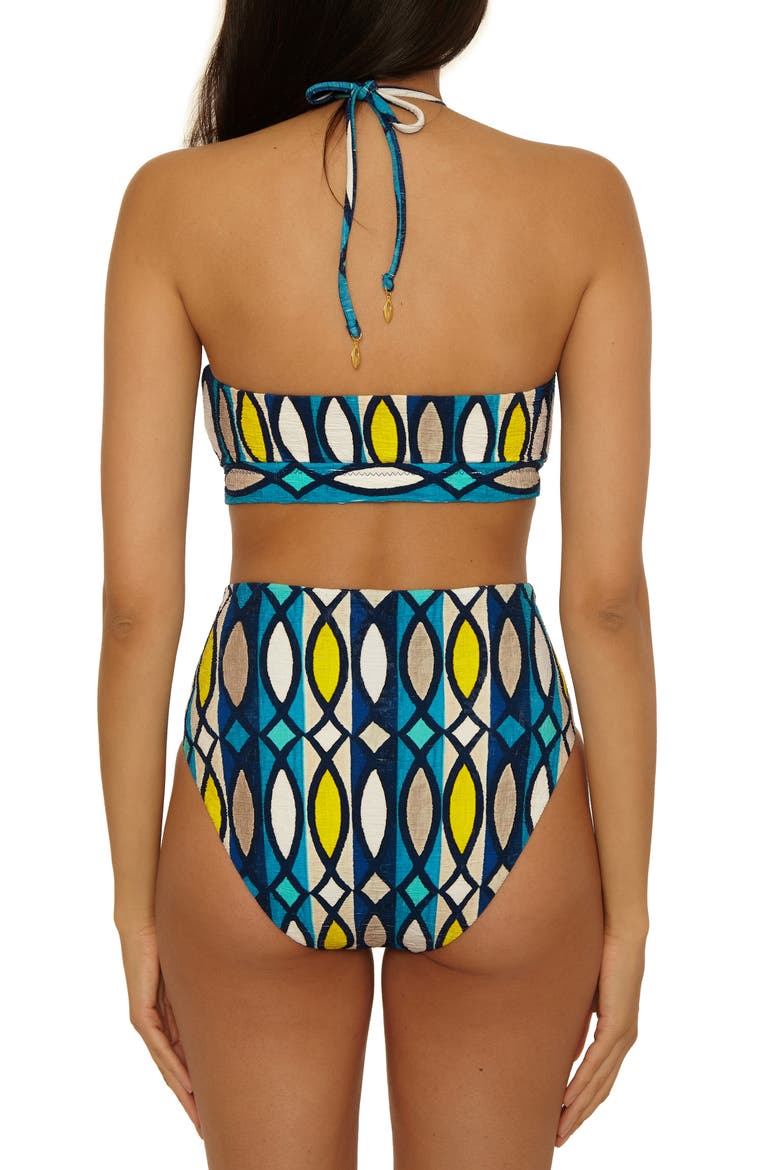 Paros Belted High Waist Bikini Bottoms, Alternate, color, BLUE MULTI