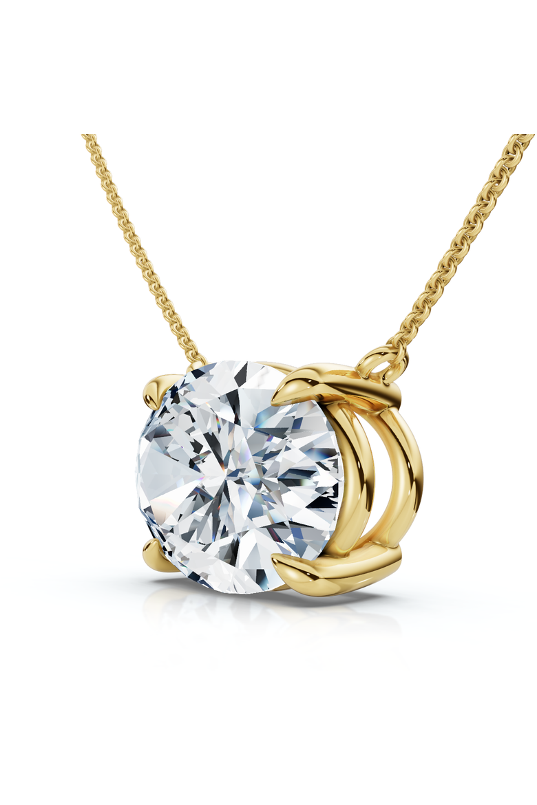Certified 4Ct Diamond Oval Solitaire Pendant 14k Gold 18" Womens Chain Lab Grown, Main, color, Yellow Gold