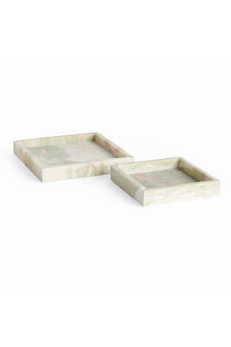 Johanna Green Marble Square Marble Trays Small Set of 2, Main, color, Green