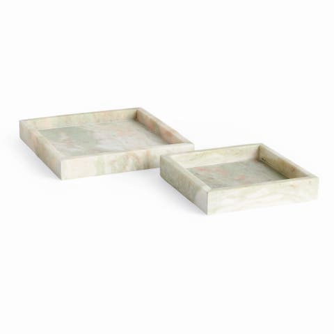 Johanna Green Marble Square Marble Trays Small Set of 2