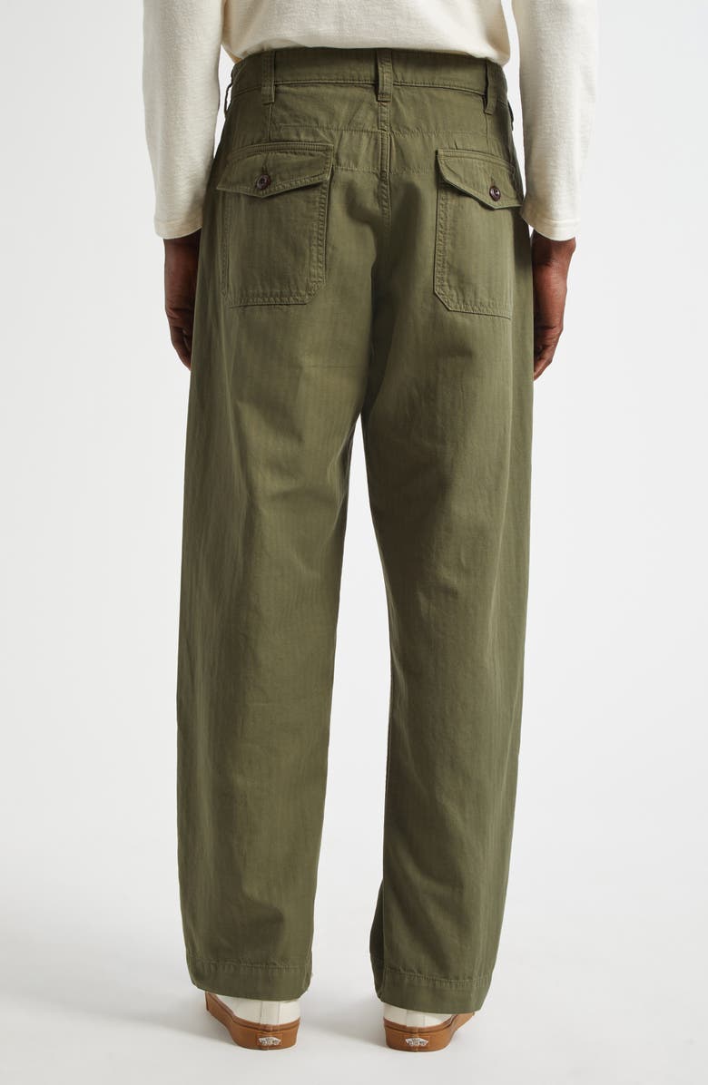 Drake's Herringbone Stripe Cotton Fatigue Pants, Alternate, color, 400 Olive