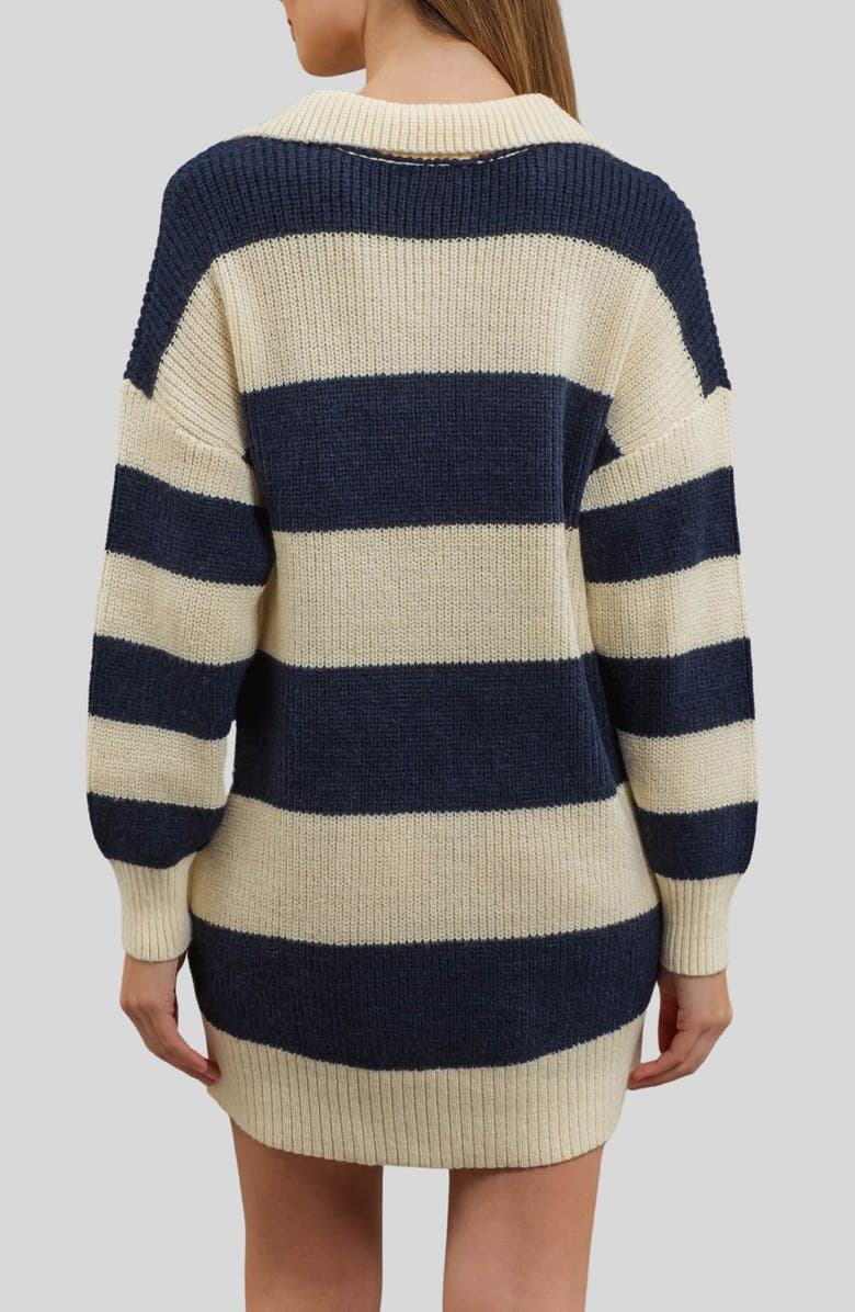 Blu Pepper Stripe Long Sleeve Sweater Dress, Alternate, color, Navy