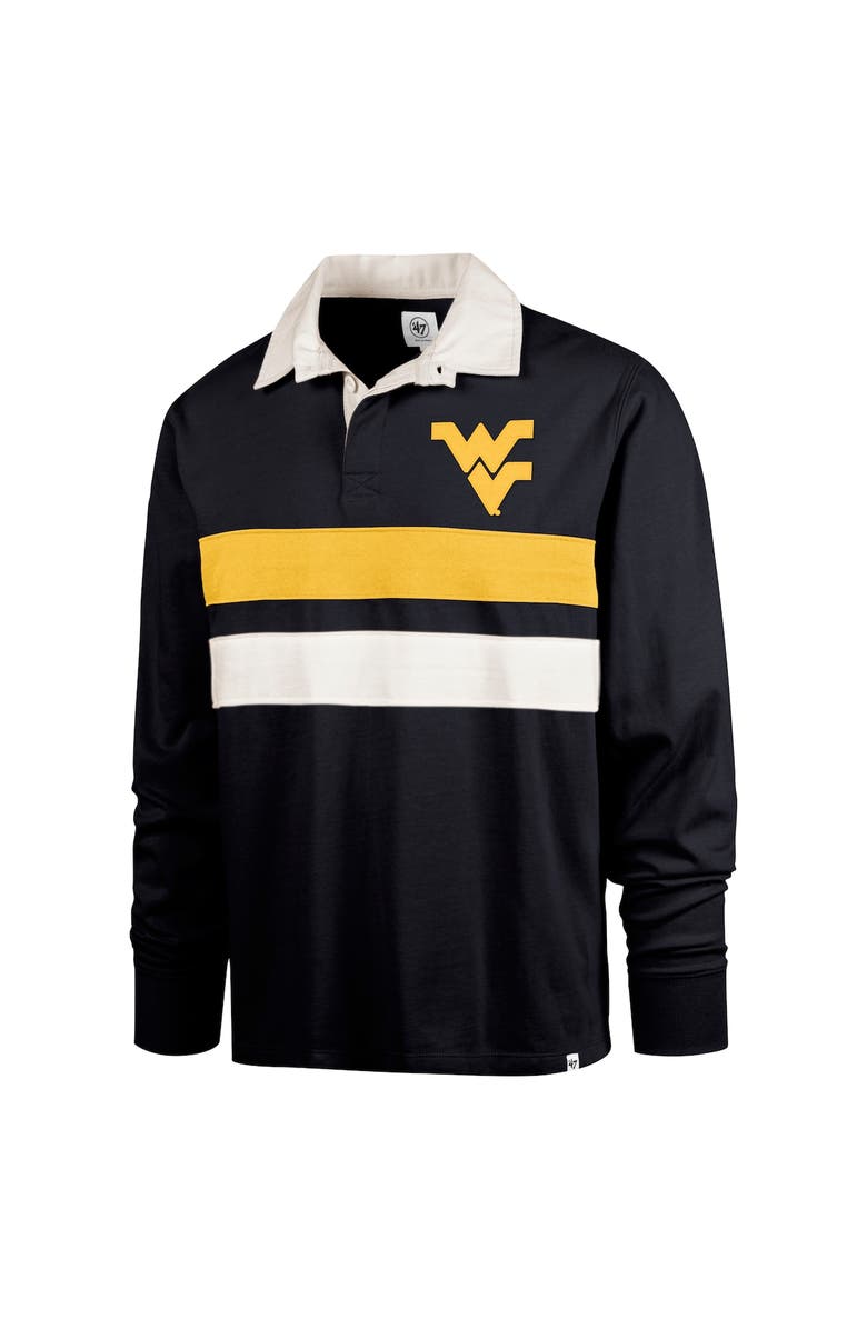 '47 Men's '47 Navy West Virginia Mountaineers Clubhouse Knox Thames Long Sleeve Rugby Polo, Alternate, color, Navy