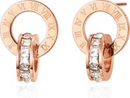 REBL Roman Numeral Cubic Zirconia Drop Stud Earrings
