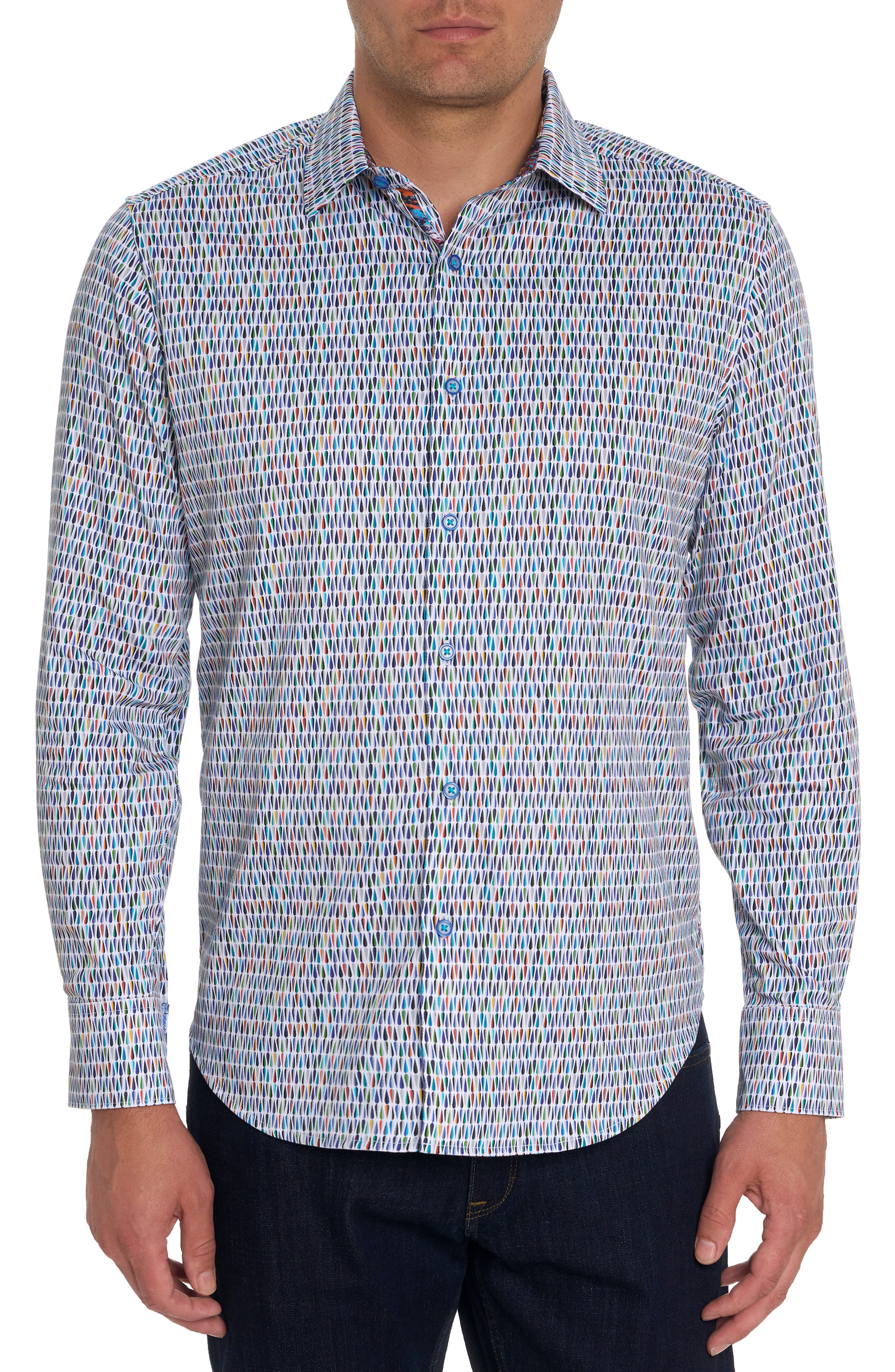 Robert Graham Boo-Yah Geo Print Stretch Cotton Button-Up Shirt