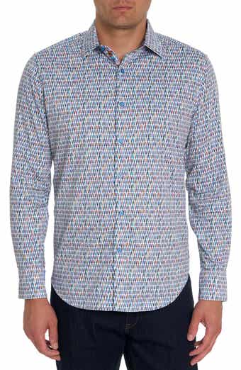 Robert Graham Boo-Yah Geo Print Stretch Cotton Button-Up Shirt