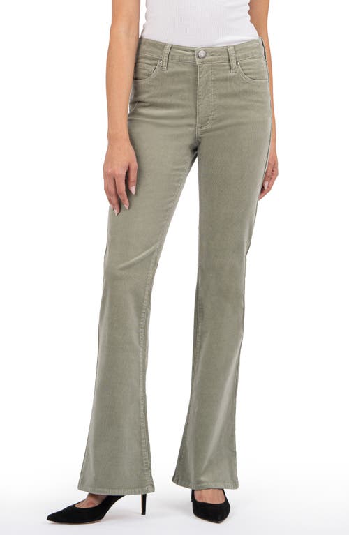 KUT from the Kloth Ana Fab Ab High Waist Corduroy Flare Jeans in Celery 