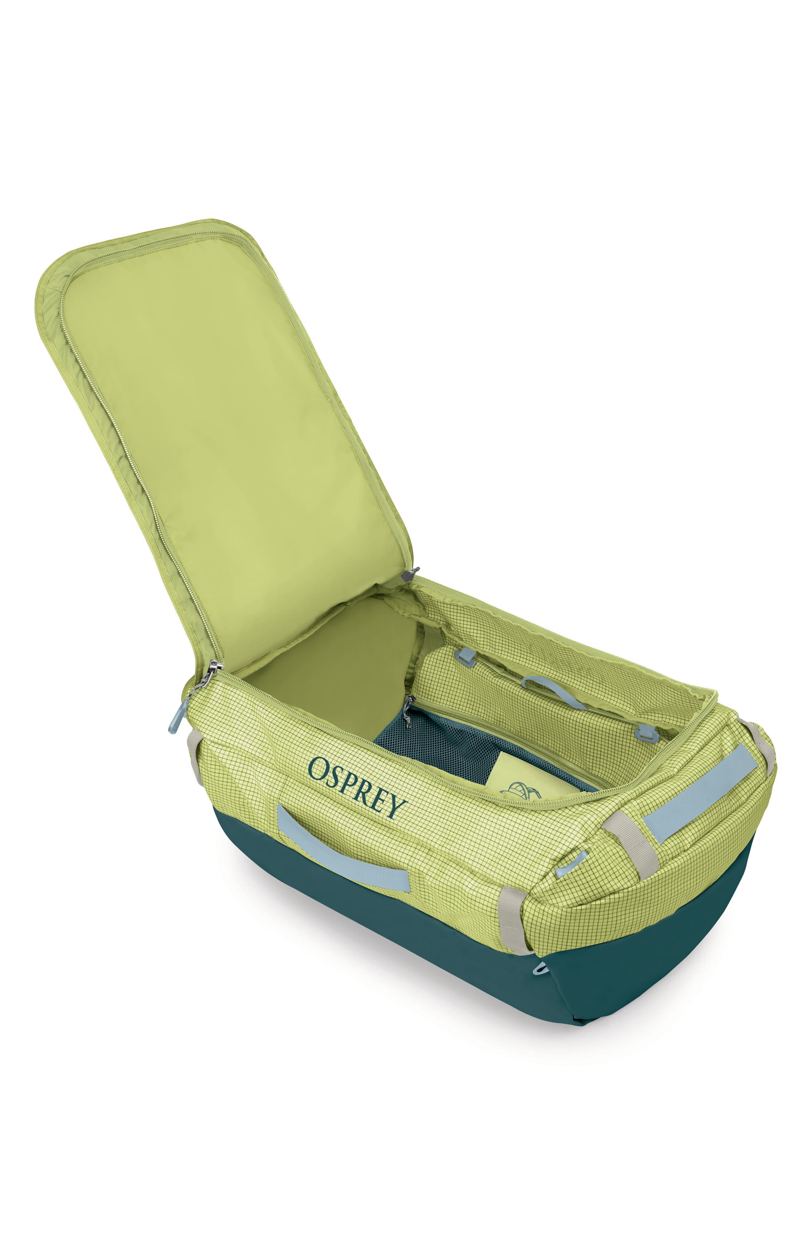 Transporter 65-Liter Duffle Luggage, Alternate, color, GLOW DEW/ TORRENT BLUE