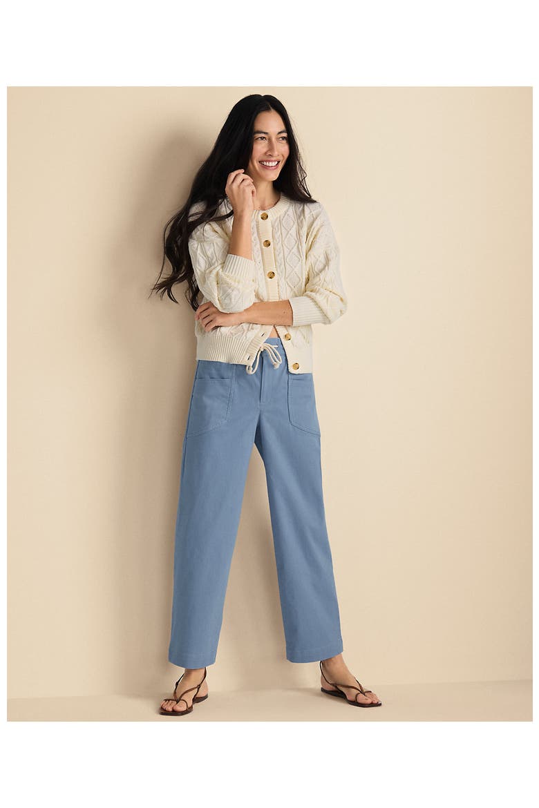 Herringbone Chino High Rise Relaxed Straight Drawstring Ankle Pants, Alternate, color, Pale Slate Blue