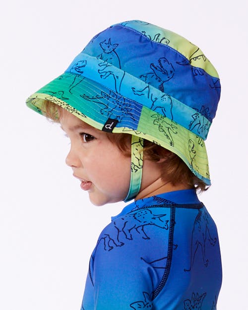 Deux Par Deux Little Boy's Printed Beach Hat Vibrant Blue And Green Dino In Vibrant Blue And Green Dino