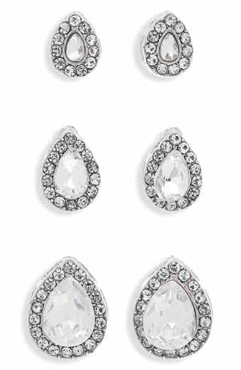 NATASHA Set of 3 Crystal Teardrop Stud Earrings