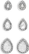 NATASHA Set of 3 Crystal Teardrop Stud Earrings