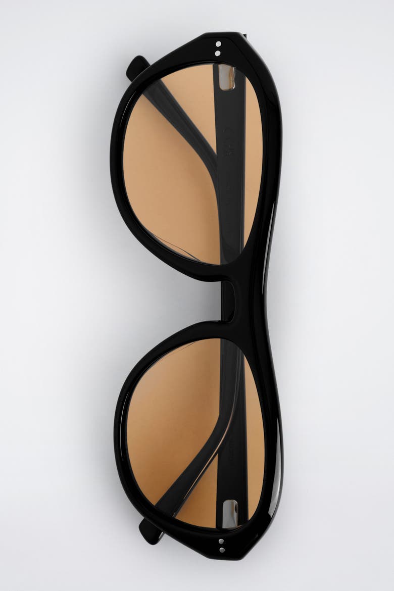 Oval-frame Sunglasses, Alternate, color, BLACK / ORANGE