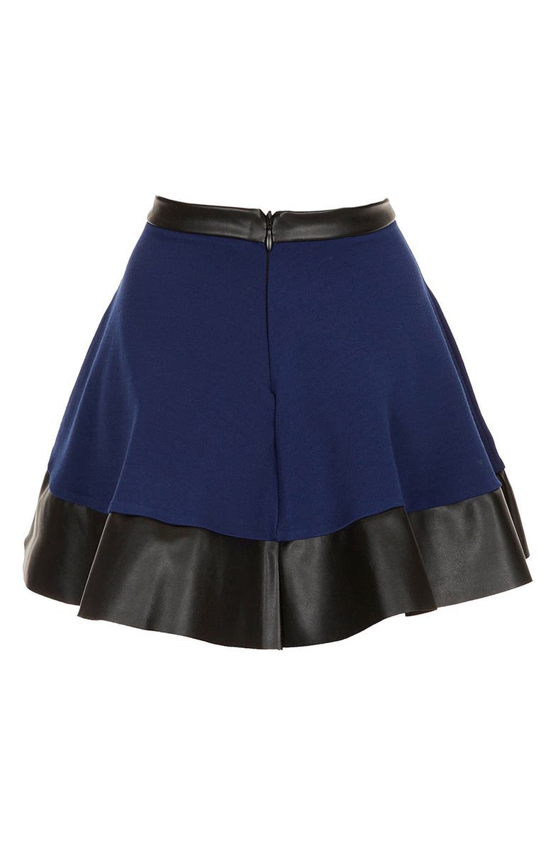 Topshop Contrast Hem Skater Skirt, Alternate, color, 