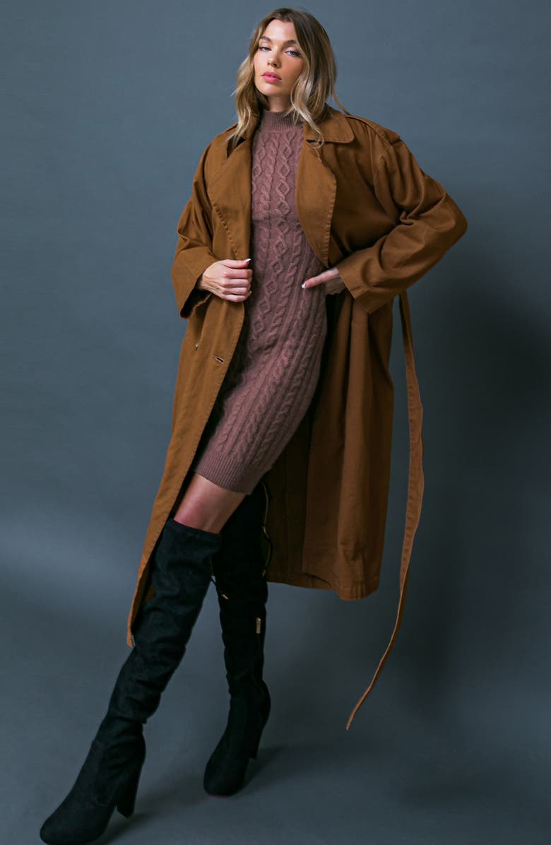 FREEMARKET Soild Trench Coat, Alternate, color, Brown