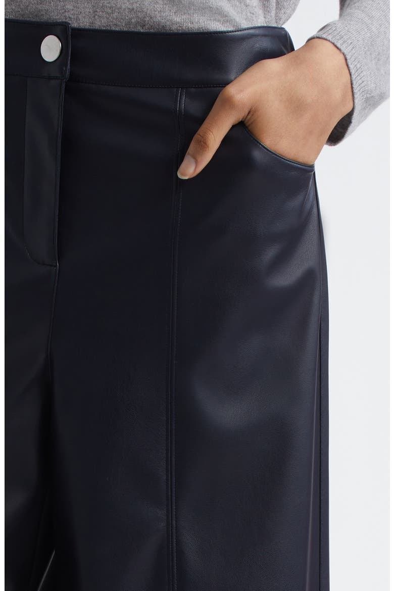 Marina Faux Leather Wide Leg Pants, Alternate, color, NAVY