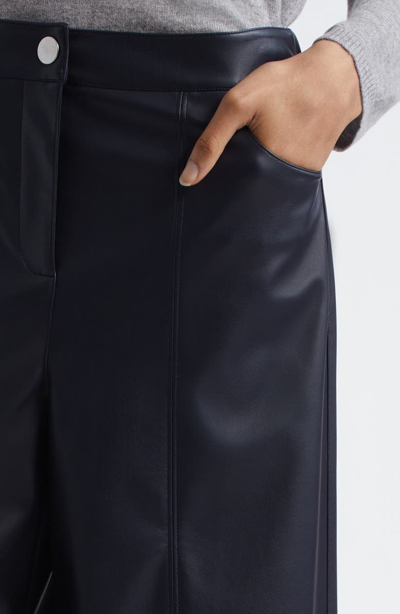 MM by Max Mara Marina Faux Leather Wide Leg Pants, Alternate, color, Navy