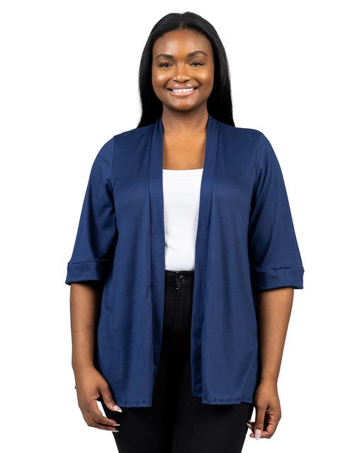 Elbow Length Sleeve Open Front Cardigan