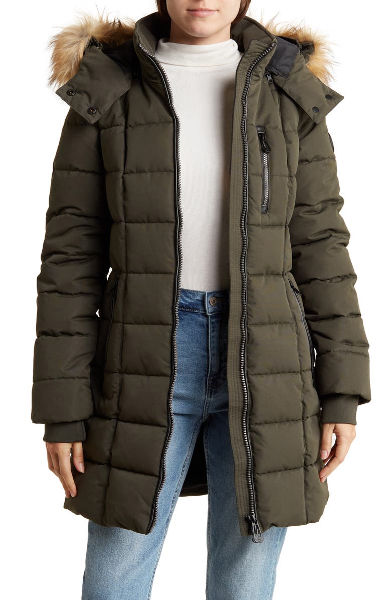 Noize Hannah Faux Fur Trim Hooded Parka, Alternate, color, Forest