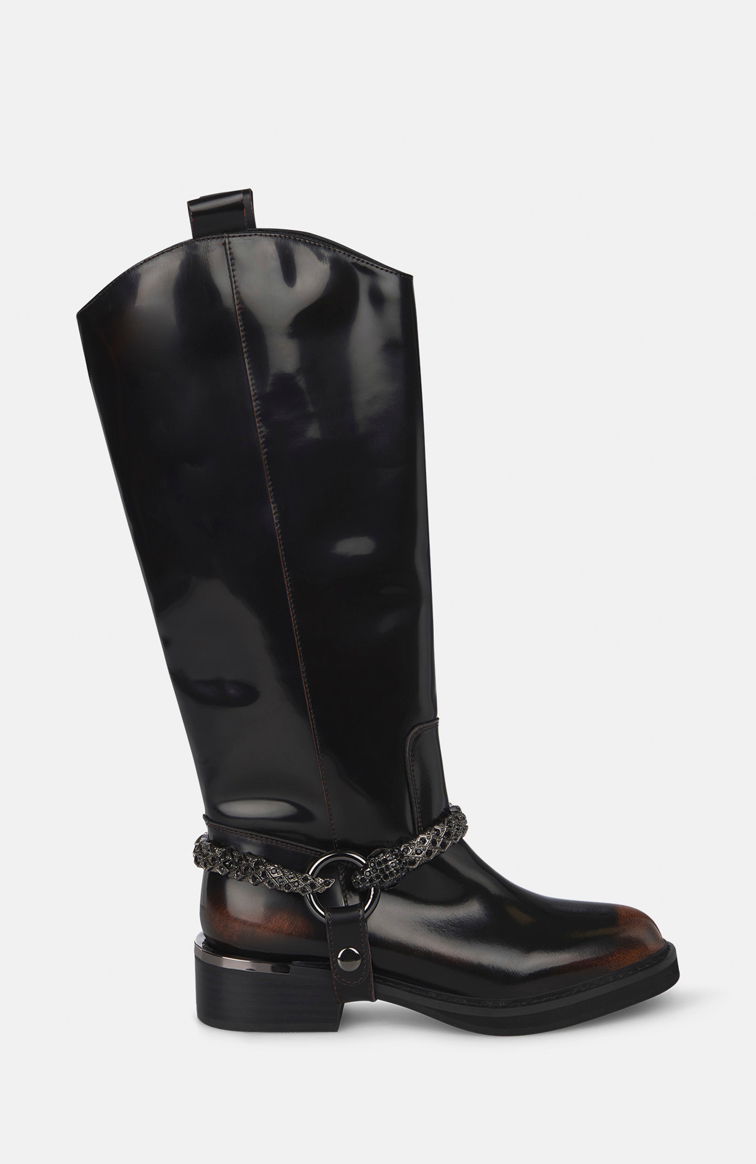 Flat Boot Snake Detail, Alternate, color, Coffee